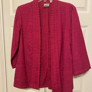 Chico's 3/4 Sleeve Jacket Cardigan Hot Pink Excellent Condition